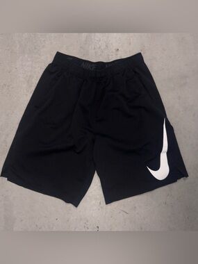 Nike Men’s Black Athletic Shorts with White Swoosh